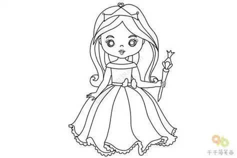王子与公主简笔画漂亮的长发公主卡通动漫简笔画轻松学公主简笔画图片