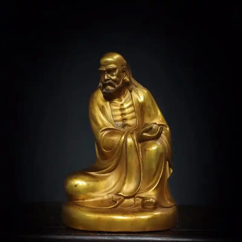 居家供奉宗教铜鎏金达摩佛像造像