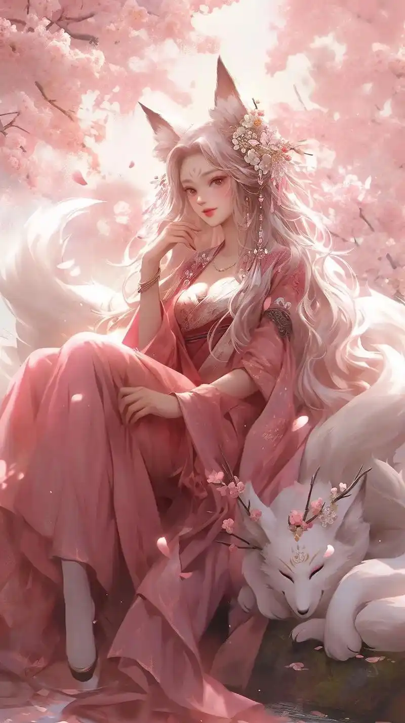 二次元 #动漫美图 #粉色系 #妲己九尾狐皮肤 #a - 抖音