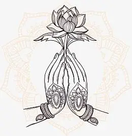 双手合十拿着莲花