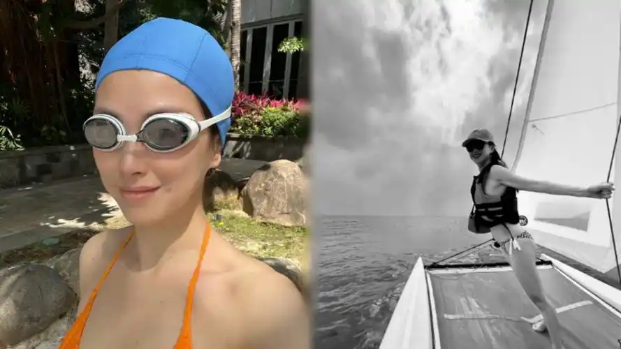 39岁朱珠泳装照火了,身形优越不像孩子妈,不愧是全球最美面孔