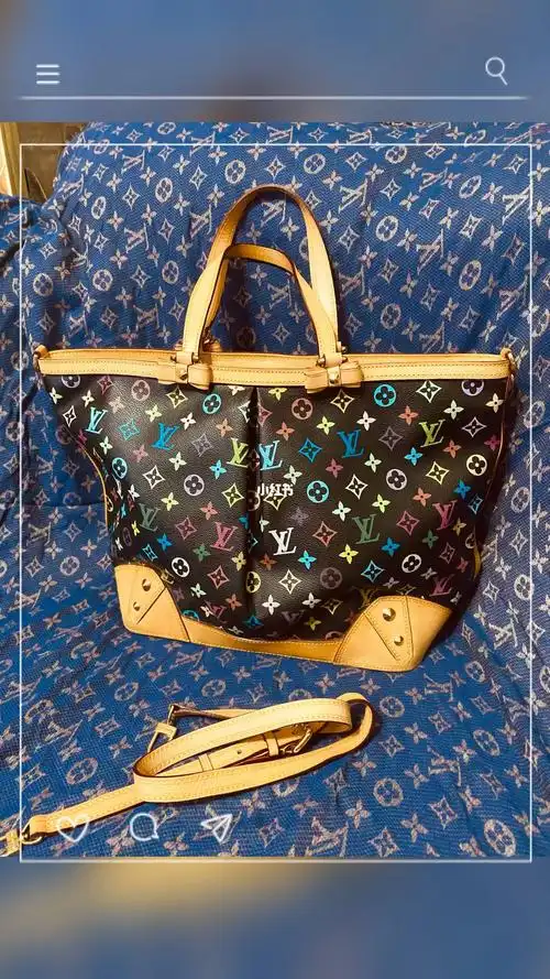 lv中古款黑三彩大号购物袋难得的单肩斜挎款