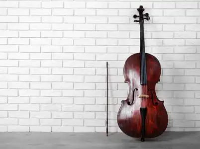 演奏大提琴粗画笔大提琴音乐彩色背景与音乐音符和中提琴矢量插图设计