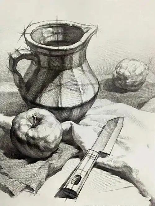 高清素描静物组合范画