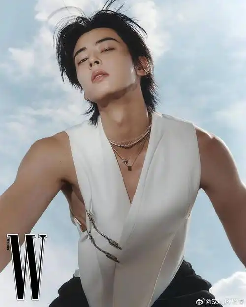 车银优 x w korea 11月刊佩戴chaumet珠宝出镜,凌乱发丝和流畅肌肉,有