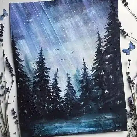 她画的水彩星空如梦境一般空灵色调好美美美美