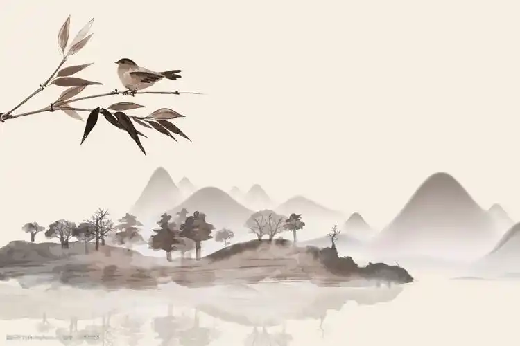 山水 中国风 古风 插画 简约 水墨 背景 桌面壁纸 高山流水 插图 配图