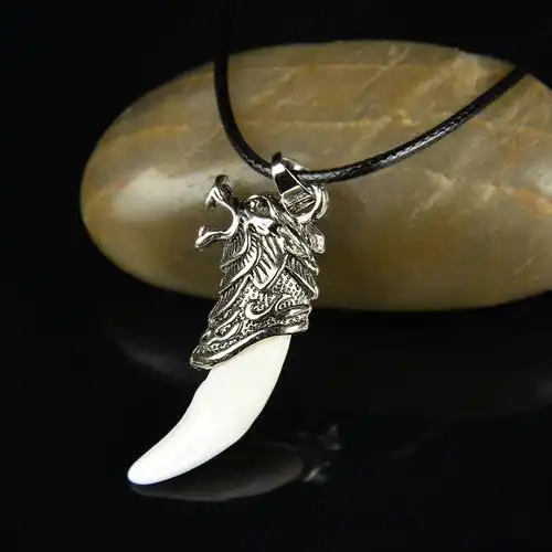 民族风饰品】民族风真狗牙动物项链霸气个性男女通用饰品小号合金吊坠