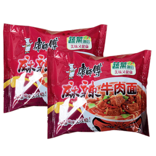 正品清真食品康师傅麻辣牛肉面100g24袋装方便面速食面泡面包