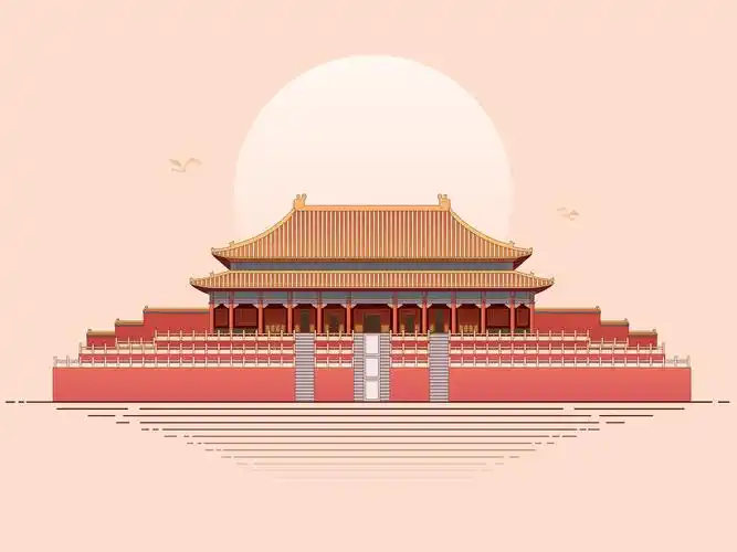 紫荆城故宫太和殿庆祝国庆节中秋节国风插画