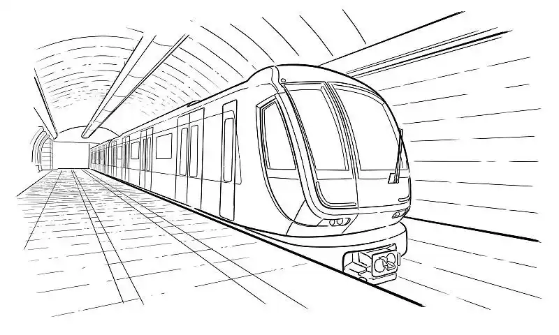 手绘莫斯科轻轨地铁站