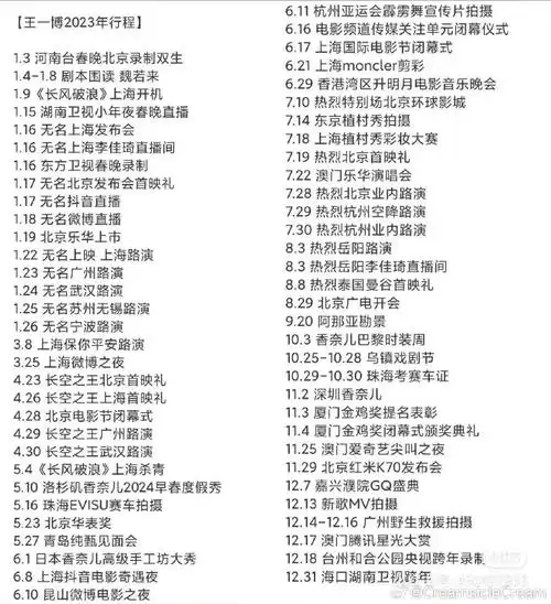 p2是王一博2023年行程!