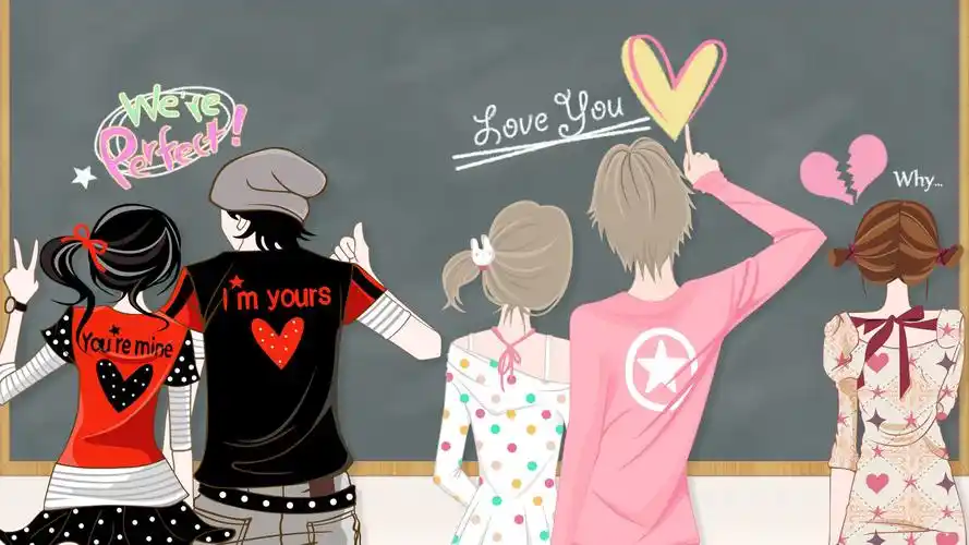 情侣,女孩,男孩,动漫卡通,可爱壁纸