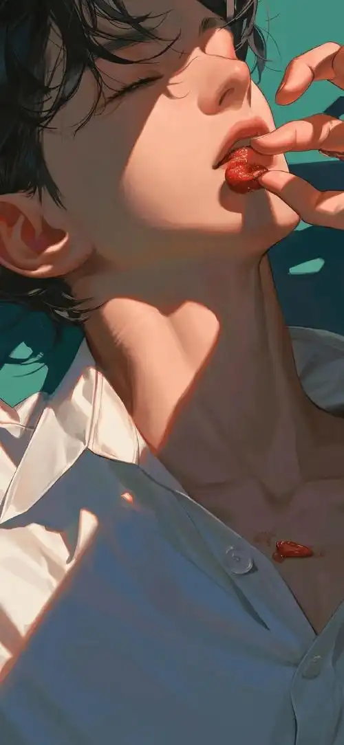 壁纸仰躺草地的动漫美少年壁纸