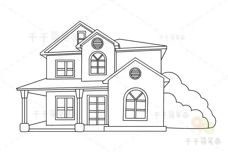 欧式别墅简笔画_房子简笔画