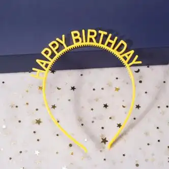 帽小红书宝宝男孩女童发饰生日派对酒会宴会蛋糕装饰黄色happy