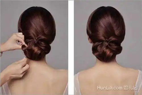 最简单的新娘盘发图解