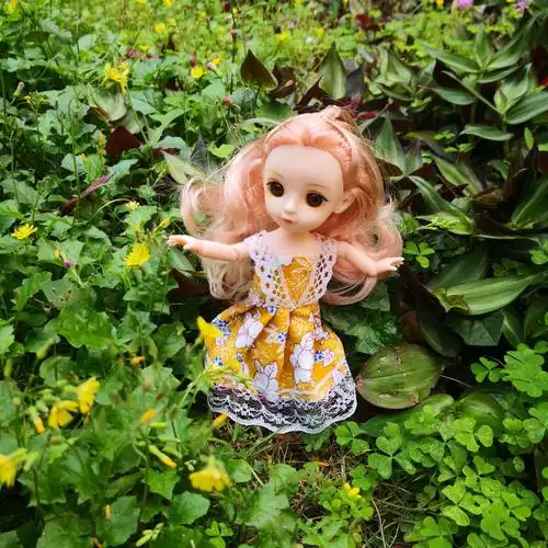 波浪卷长发洋娃娃17厘米芭拉比公主搪胶玩偶儿童过家家生日礼物