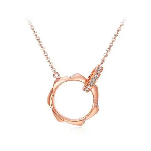 chow tai seng/周大生钻石套链女18k金玫瑰金破晓钻石项链a0pc0171