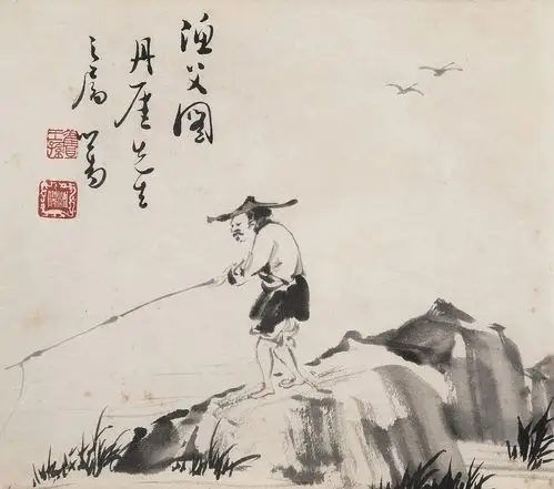 0185渔父图镜心纸本
