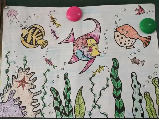 红黄蓝美术教育课堂实录――彩色线描画《神奇的海底世界》