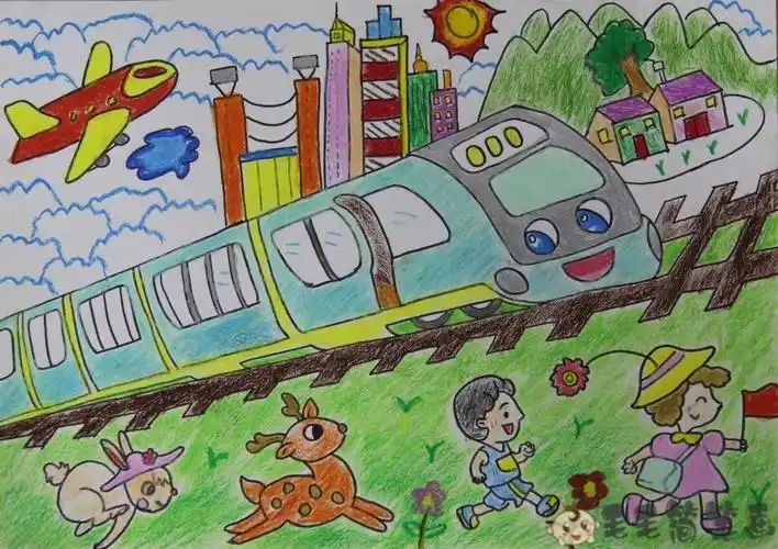高铁怎么画,高铁儿童画图片 - 毛毛简笔画