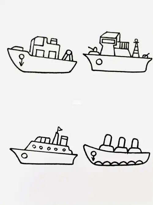 漂浮在水上的小船怎么画简单画法轮船简笔画的画法儿童轮船简笔画3简