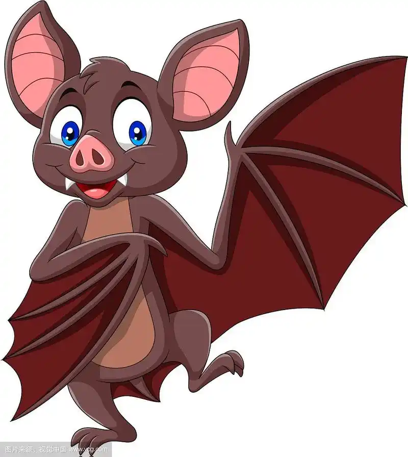 卡通蝙蝠挥舞孤立在白色背景