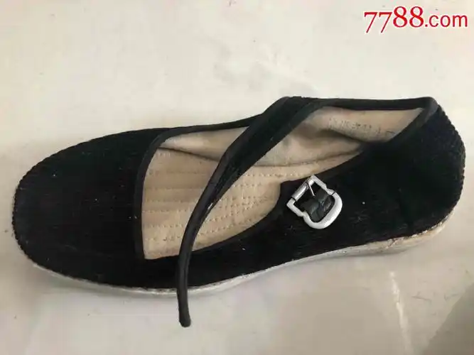 黑色条绒一带布鞋