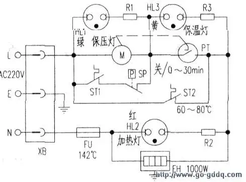 美的ch60型自动电压力锅原理分析