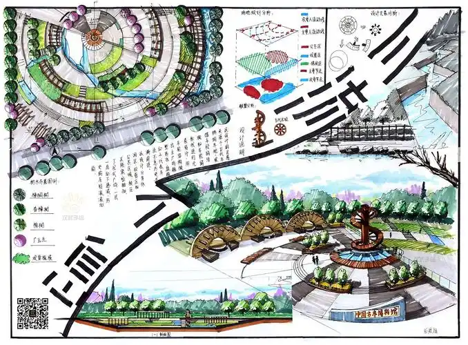 一期环艺景观风景园林考研手绘快题