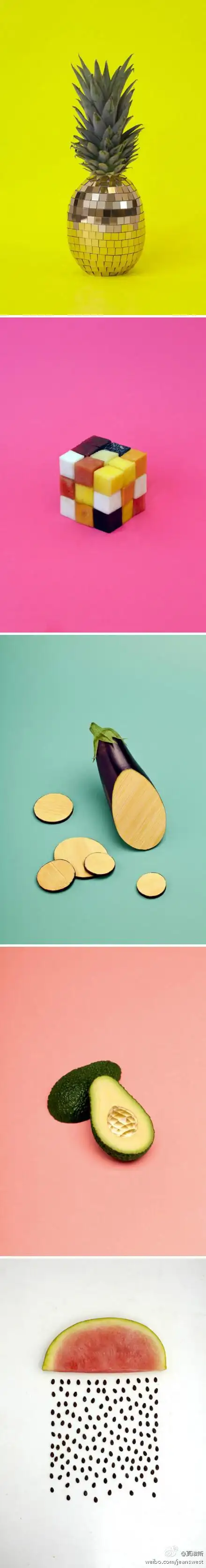这组水果蔬菜创意摄影作品是她的一组实验作品,幽默中又略带一440