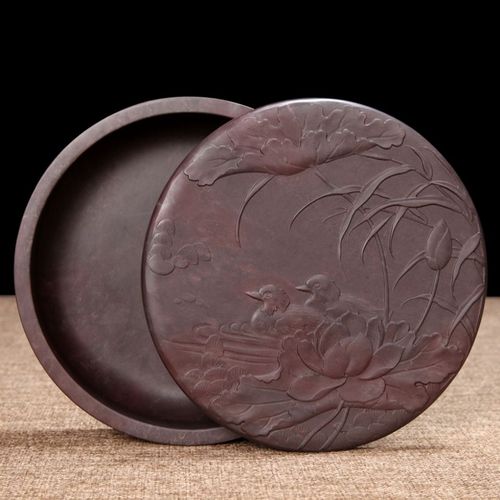 文房四宝肇庆端砚原石天然不干墨砚台带盖磨墨火锅砚国画书法专用