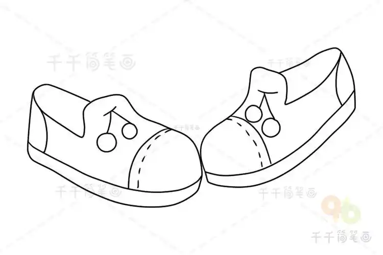 小女孩的平底布鞋简笔画_鞋子简笔画