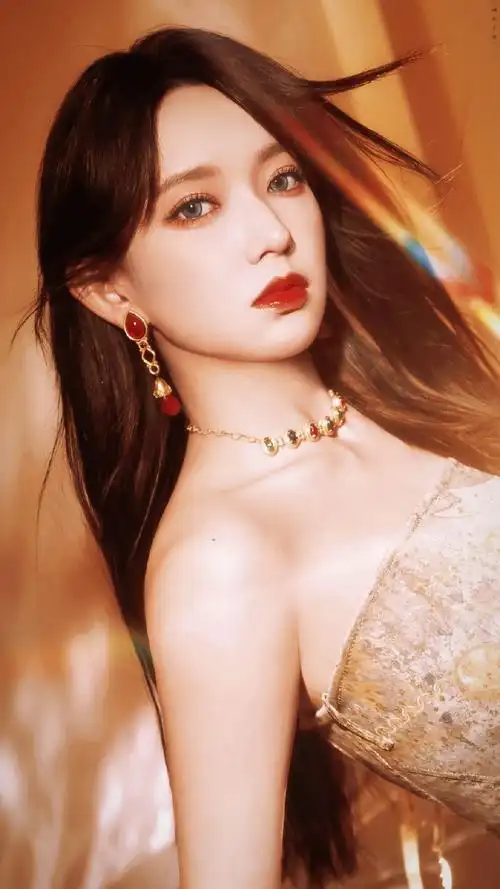 程潇金色亮片抹胸