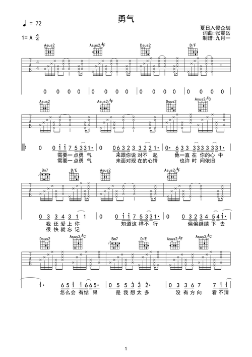 勇气完整版吉他谱