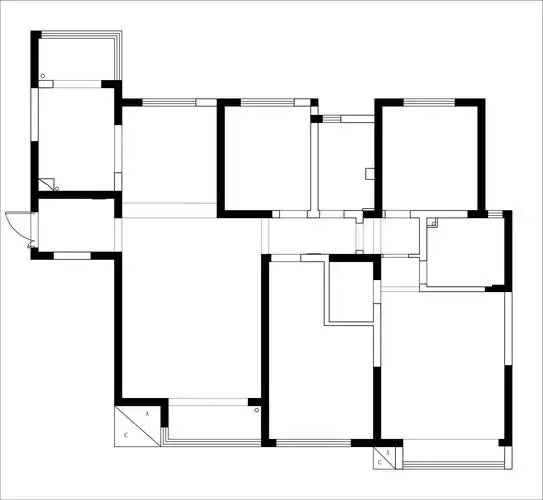 136平四居室户型图