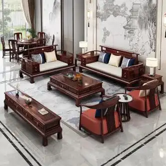 秋拾沙发 新中式乌金木实木沙发客厅小户型别墅木沙发套装新古典家具