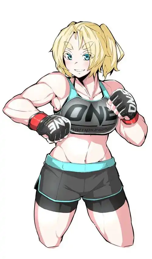 与力量为伍的娇羞肌肉娘插画