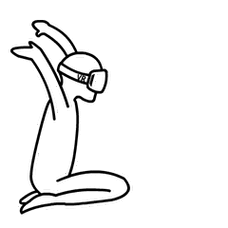 微信原创黑白线条动画表情—倒霉的vr策划人员