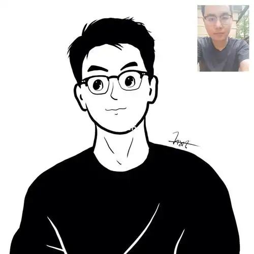 戴眼镜的小哥哥照片转插画