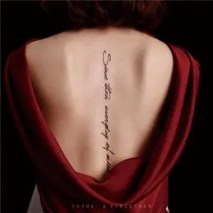 她画 后背性感脊柱纹身贴ins风女字母持久防水长图案背部锁骨美背