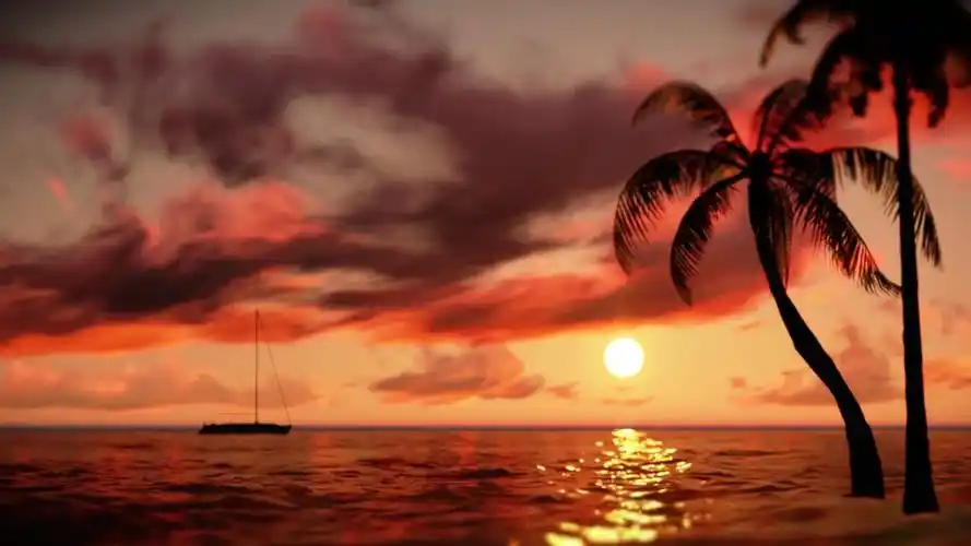 自然风光素材-唯美夕阳下海边风光抒情浪漫舞台视频背景素材