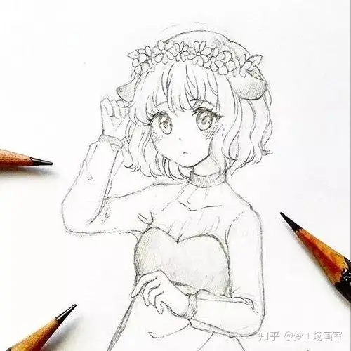 动漫女生手绘线稿