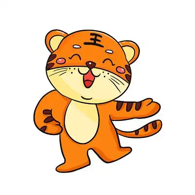 彩色手绘卡通老虎新年老虎动物元素png素材