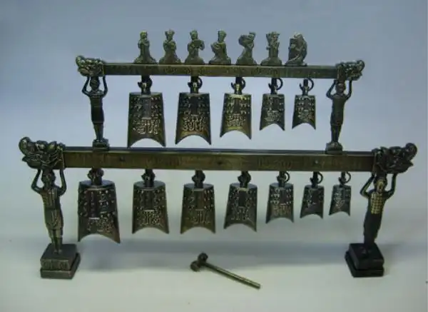 金:铜铁等金属乐器,编钟,镈,铜淳于,铜锣,磬,钹中国乐器发源很早,早在