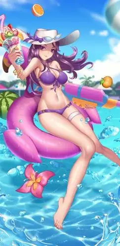 2k手机竖屏分辨率1440x2960英雄联盟皮城女警凯特琳泳池派对皮肤19