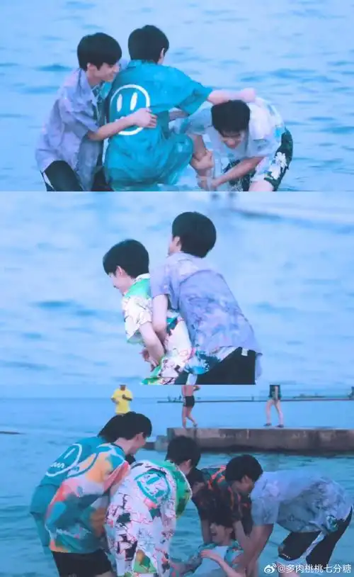 时代少年团夏日氛围感#夏天,海边,烟花,还有扑面而来的少年感～贾直