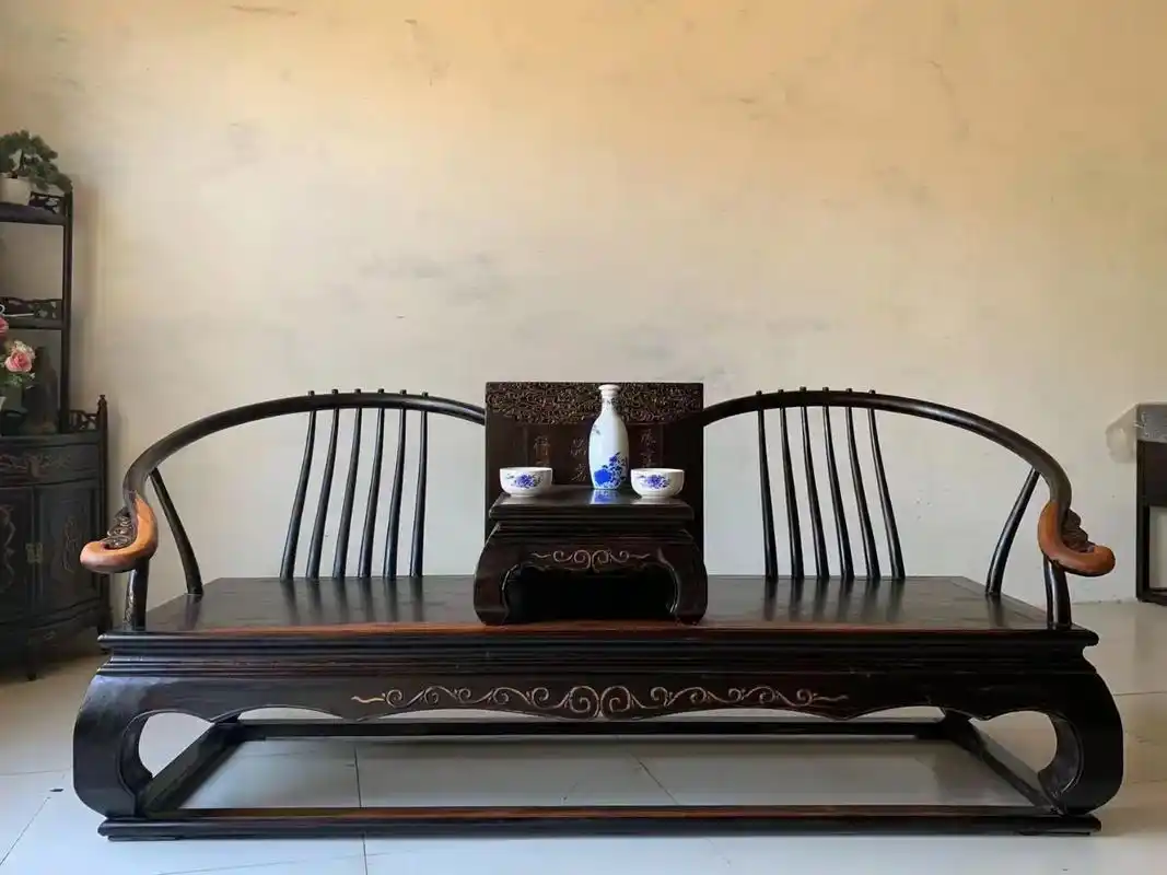 古代 美人榻【双人椅】大个连椅, 木质 北方硬榆木,尺寸 总 - 抖音