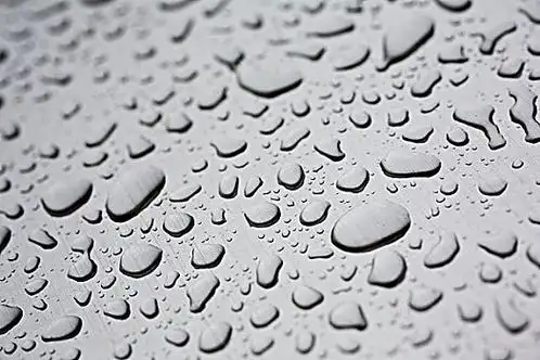 水滴在玻璃表面上